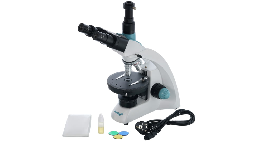 Levenhuk 40-1000x 500T POL Trinocular Microscope, White, Middle, 75427
