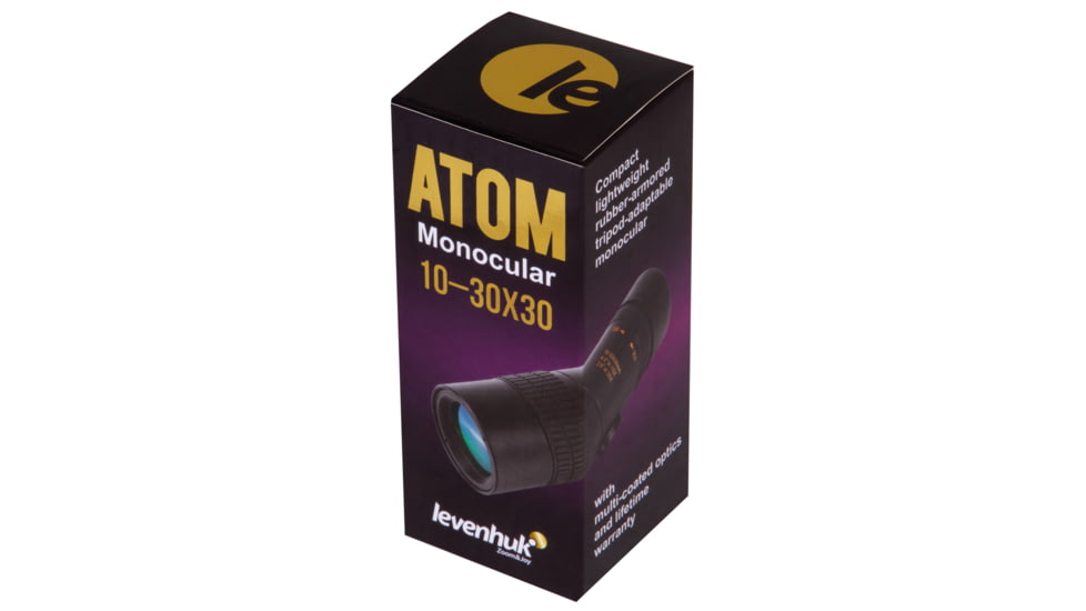 Levenhuk Atom 10-30x30 Monocular, Black, Small, 74096