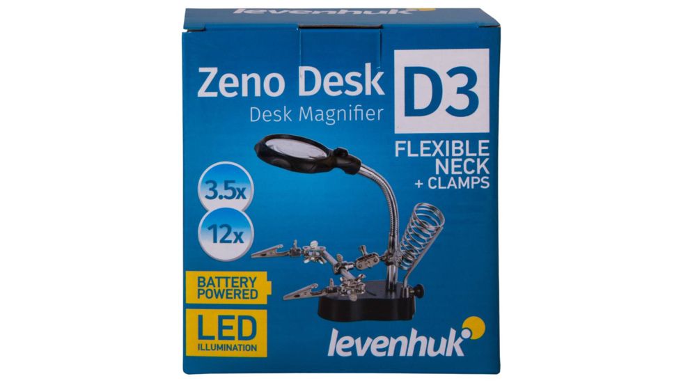 Levenhuk Zeno Desk D3 Magnifier, Black/Silver, Medium 70441