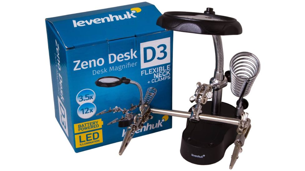 Levenhuk Zeno Desk D3 Magnifier, Black/Silver, Medium 70441