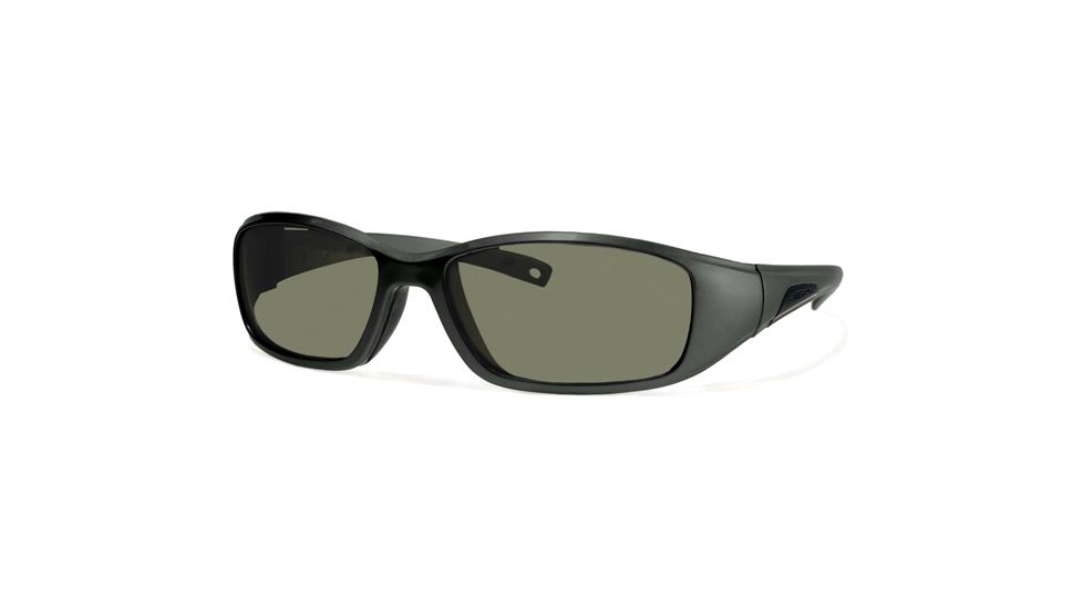 Liberty Sport Suns GLIDE Protective Eyewear Shiny Gunmetal Frame,Grey/Green w. silver flash Lens, Unisex GLIDEGMTL5717130FP