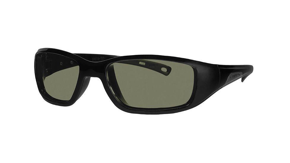 Liberty Sport Suns GLIDE Protective Eyewear Shiny Black Frame,Grey/Green w. silver flash Lens, Unisex GLIDESBLK5717130FP