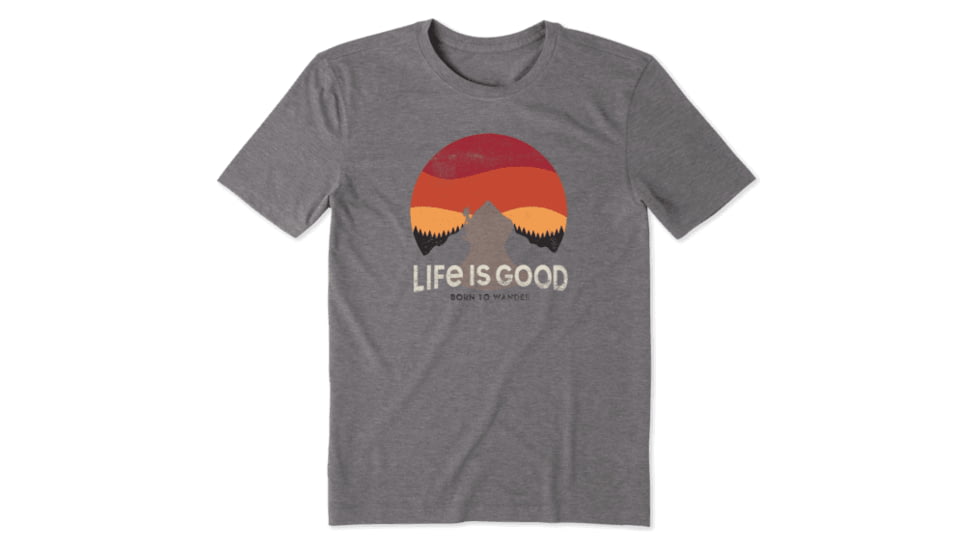 Life Is Good Cool Tee Retro Sunset Hike - Mens, Slate Gray, Extra Large, 61274-Slate Gray-XL
