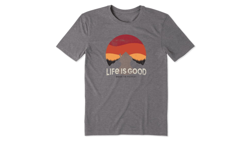 Life Is Good Cool Tee Retro Sunset Hike - Mens, Slate Gray, Extra Large, 61274-Slate Gray-XL