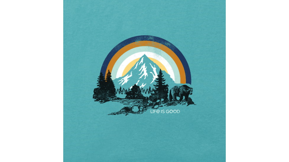 Life Is Good Crusher Tee Retro Bear Landscape - Mens, Harbor Blue, Large, 61257-Harbor Blue-L