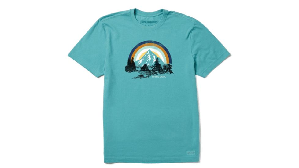 Life Is Good Crusher Tee Retro Bear Landscape - Mens, Harbor Blue, Large, 61257-Harbor Blue-L