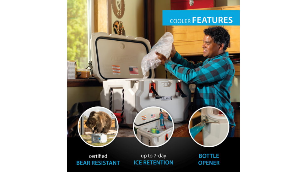 Lifetime Products 48 Quart High Performance Cooler, Pumice/Green, 91074