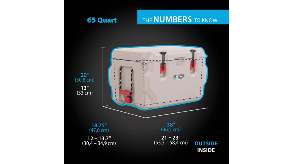 Lifetime Products 65 Quart High Performance Cooler, Khaki/Red, 91070