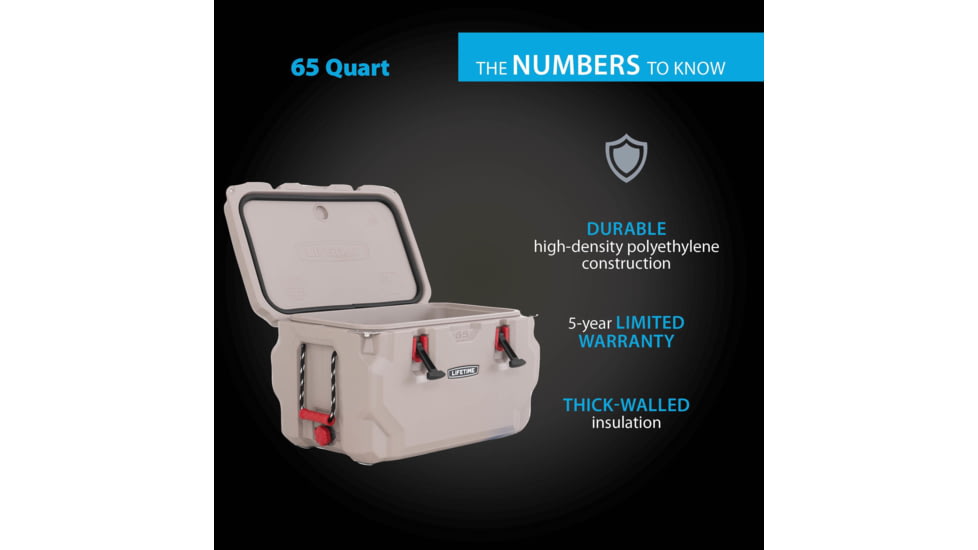 Lifetime Products 65 Quart High Performance Cooler, Khaki/Red, 91070