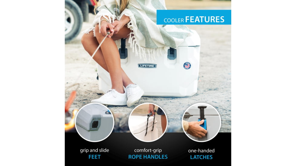 Lifetime Products 65 Quart High Performance Cooler, Khaki/Red, 91070