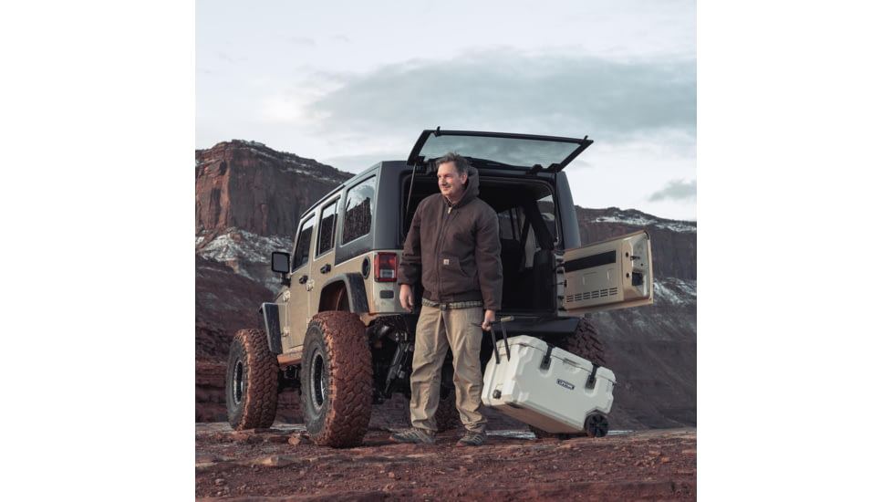 Lifetime Products 65 Quart High Performance Cooler w/ Wheels, Pumice/Green, 91179