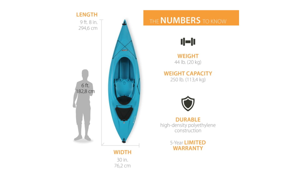 Lifetime Products Payette 98 Sit-In Kayak w/Paddle, Glacier Blue, 90692