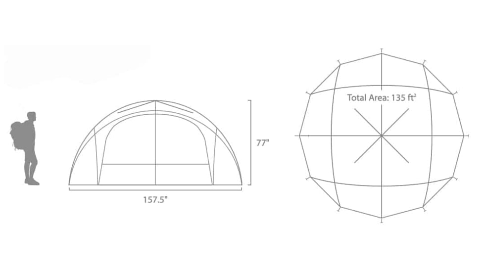 LiteFighter Gear Dragoon Expeditionary Tent, Delta Green 499, 157.5in x 157.5in x 77in, DG5100-GRN