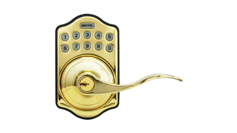 Lockstate RemoteLock 5i WiFi Electronic Lever Door Lock, Aspen Style, Polished Brass, LS-L5i-PB-A
