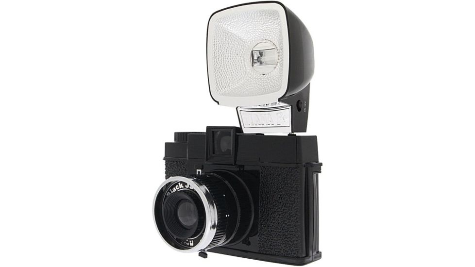 Lomography Camera Diana F+ Black Jack (w/ flash) angle view