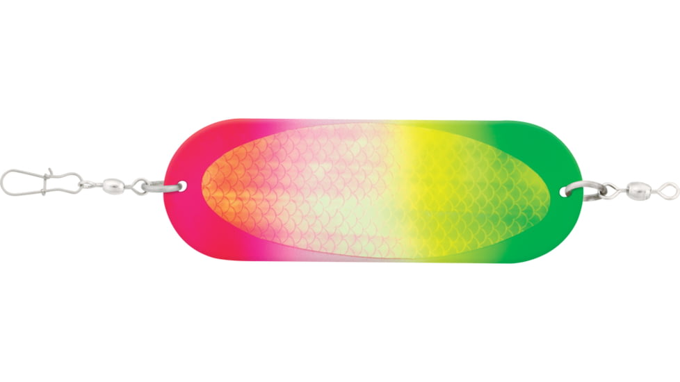 Luhr Jensen 4/0 Jensen Trout &amp; Kokanee Dodger, Green Rainbow / Fishscale, 5100-040-0497