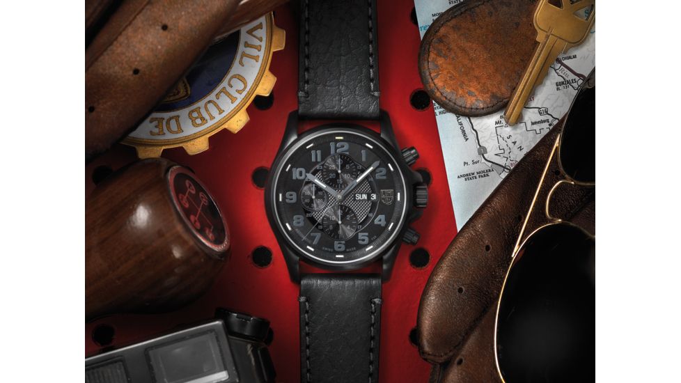 LUMINOX Field Valjoux Automatic Chronograph Watch, Black/Dark Gray, 48mm A.1861.BO
