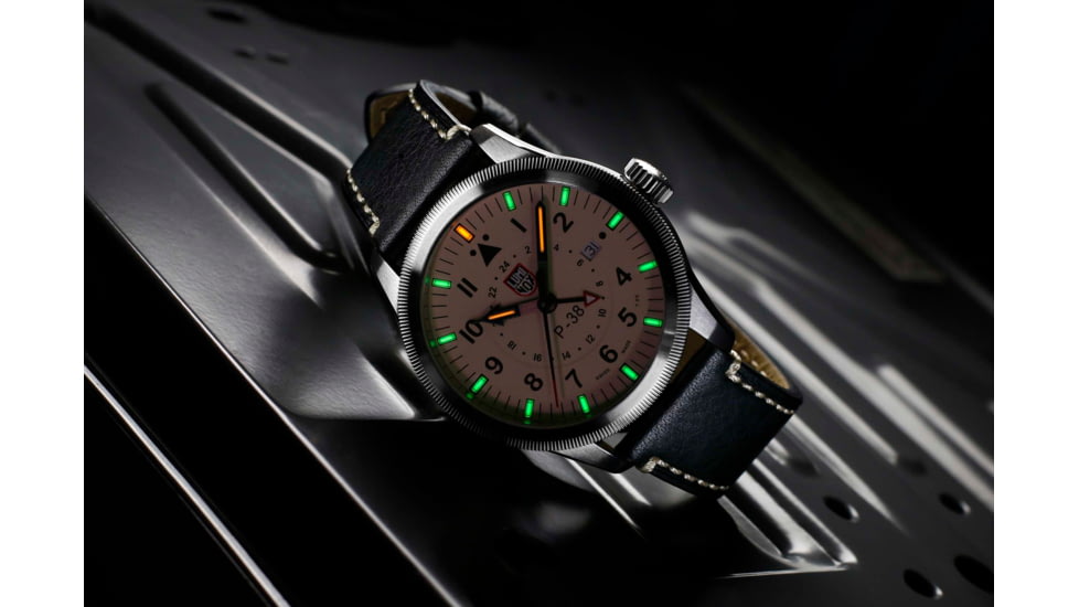 Luminox P-38 Lightening 9520 Series Watch, Beige/Black, 42mm, XA.9527