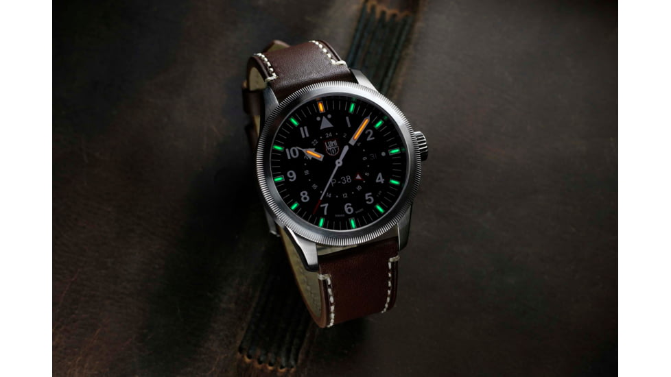 Luminox P-38 Lightening 9520 Series Watch, Black/Brown, 42mm, XA.9521