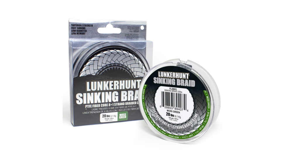 Lunkerhunt Sinking Braid Line, Moss Green, 150 yds &amp; 20 lbs, FLSB03