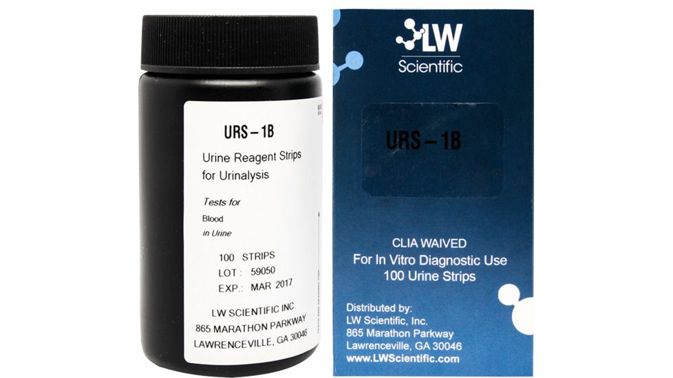 LW Scientific Test Strips Single Parameter for Blood in Urine, 12 Vials of 100/Case URS-01PR-BL77