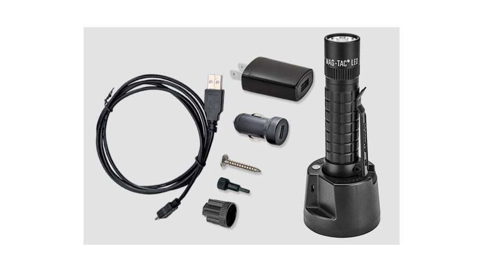 Maglite Mag-Tac Rechargeable LED Flashlight w/ Plain Bezel,Black,533 Lumens TRM1RE4