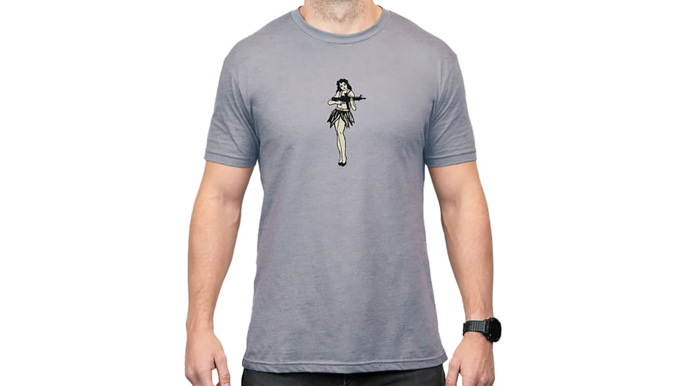 Magpul Industries Hula Girl CVC Graphic T-Shirts - Men's, Stone Gray Heather Cotton/Polyester Short Sleeve, 3XL, MAG1117-041-3XL