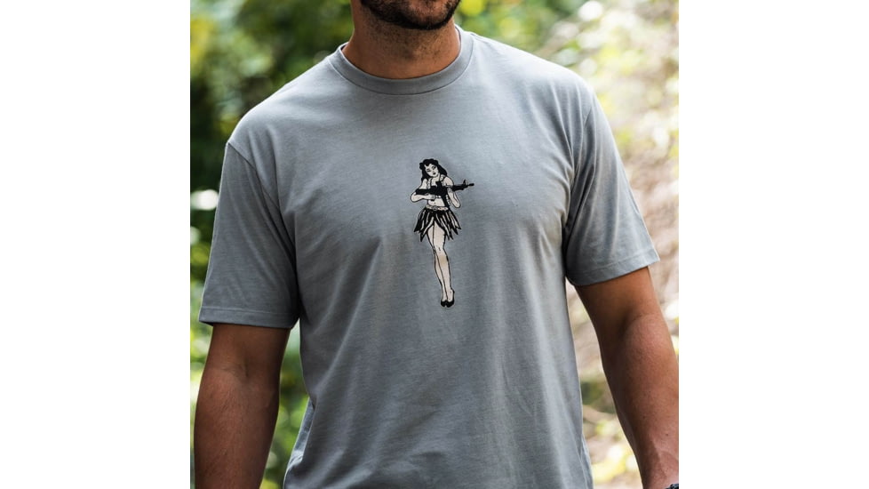 Magpul Industries Hula Girl CVC Graphic T-Shirts - Mens, Charcoal Gray Cotton/Polyester Short Sleeve, Large, MAG1117-010-L
