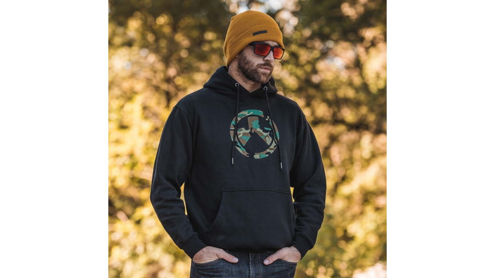 Magpul Industries Woodland Camo Icon Hoodie - Mens, Black, Small, MAG1258-001-S