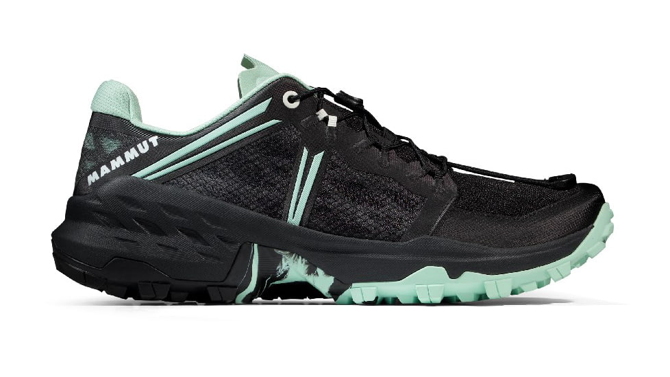 Mammut Sertig TR Low Running Shoe - Mens, Black/Neo Mint, 10.5US, 3030-04940-00733-1105
