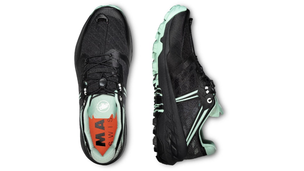 Mammut Sertig TR Low Running Shoe - Mens, Black/Neo Mint, 10.5US, 3030-04940-00733-1105