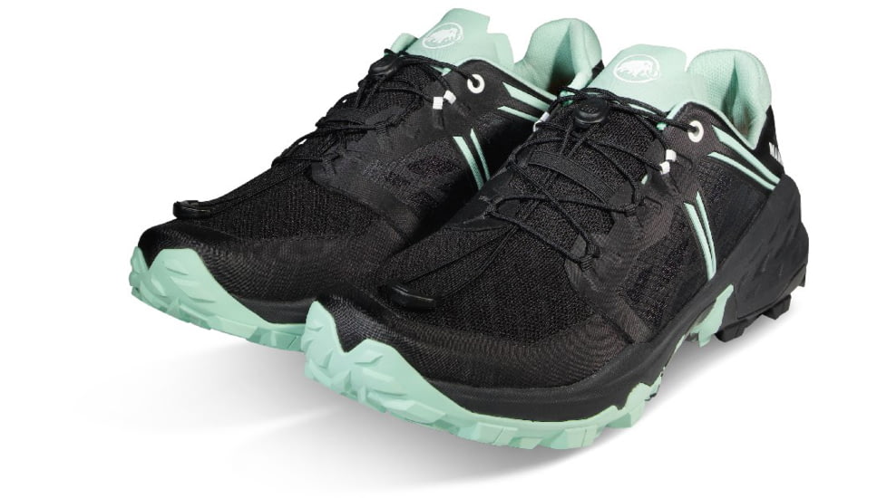 Mammut Sertig TR Low Running Shoe - Mens, Black/Neo Mint, 10.5US, 3030-04940-00733-1105