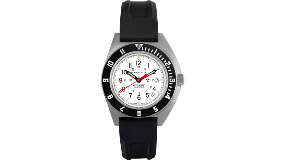 Marathon Arctic Steel Navigator w/ Date Automatic Unisex Watches, 41mm, Sapphire, 3-Piece Rubber Strap Kit, Black, WW194030SS-0530