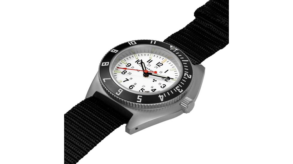 Marathon Arctic Steel Navigator W/ Date On Ballistic Nylon Watch, 12in, White, 41mm, WW194013SS-0502