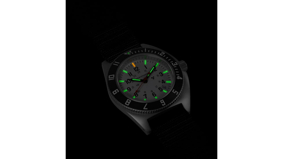 Marathon Arctic Steel Navigator W/ Date On Ballistic Nylon Watch, 12in, White, 41mm, WW194013SS-0502