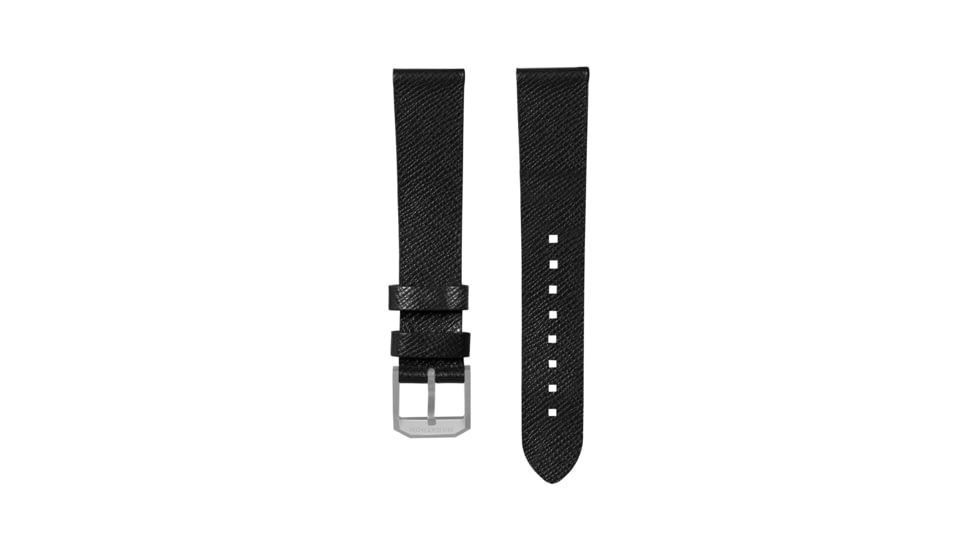 Marathon Cross Hatch 2-Piece Strap, Italian Leather, Parkerized Buckle, 20mm, Black, Extra Long, WS-LT-BKPS-20-XL