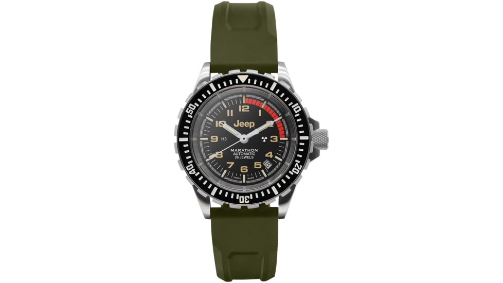 Marathon JEEP GSAR on Rubber OD Green Watch, Black, 41mm, WW194006SS-4101