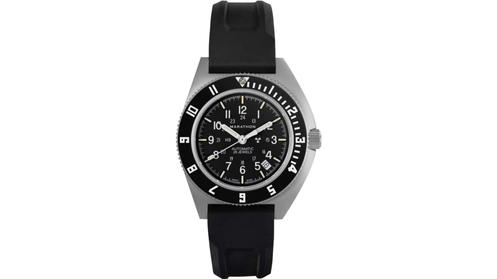 Marathon Steel Navigator w/ Date Automatic Unisex Watches, 41mm, Sapphire, 3-Piece Rubber Strap Kit, Black, WW194030SS-0130