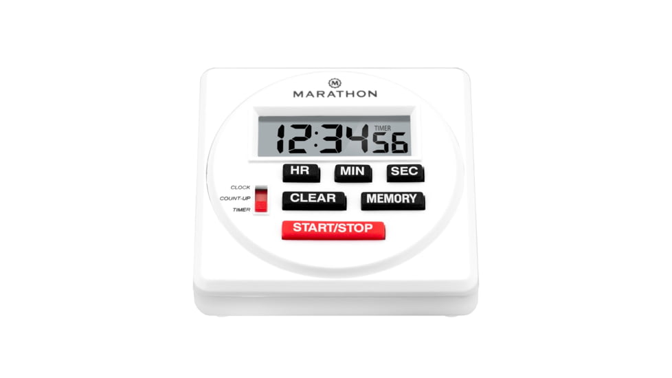 Marathon 24 Hour Timer w/Countdown and Count-Up, White, TI080001-WH