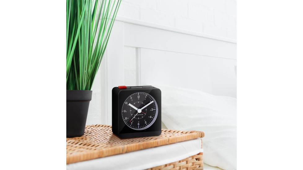 Marathon Analog Desk Alarm Clock w/Auto-Night Light, Black, CL030053-BK-BK-NA