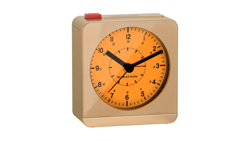Marathon Analog Desk Alarm Clock w/Auto-Night Light, Gold, CL030053-GD-WH-NA