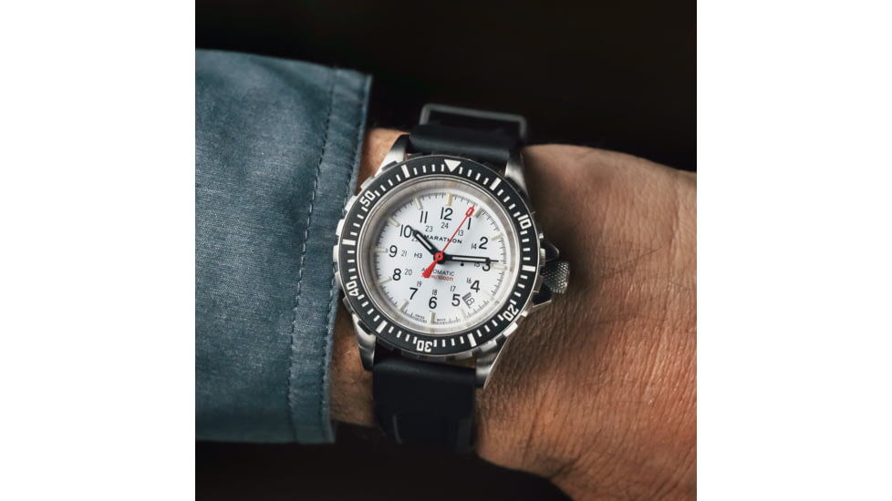 Marathon Arctic Edition Large Divers Automatic Watches, NGM, Black Rubber Strap, White Dial, 41mm Diameter / 14mm Thickness, WW194006SS-0530
