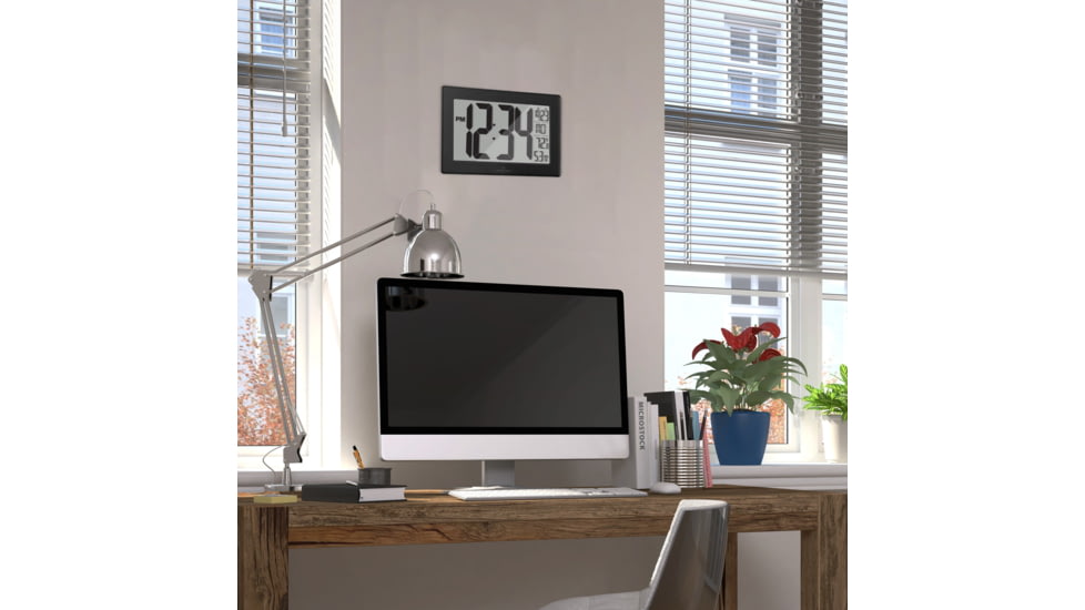 Marathon Atomic Digital Wall Clock, Black/Brush Steel, 9.5in x 1in x 6in, CL030068-BK-BS-NA