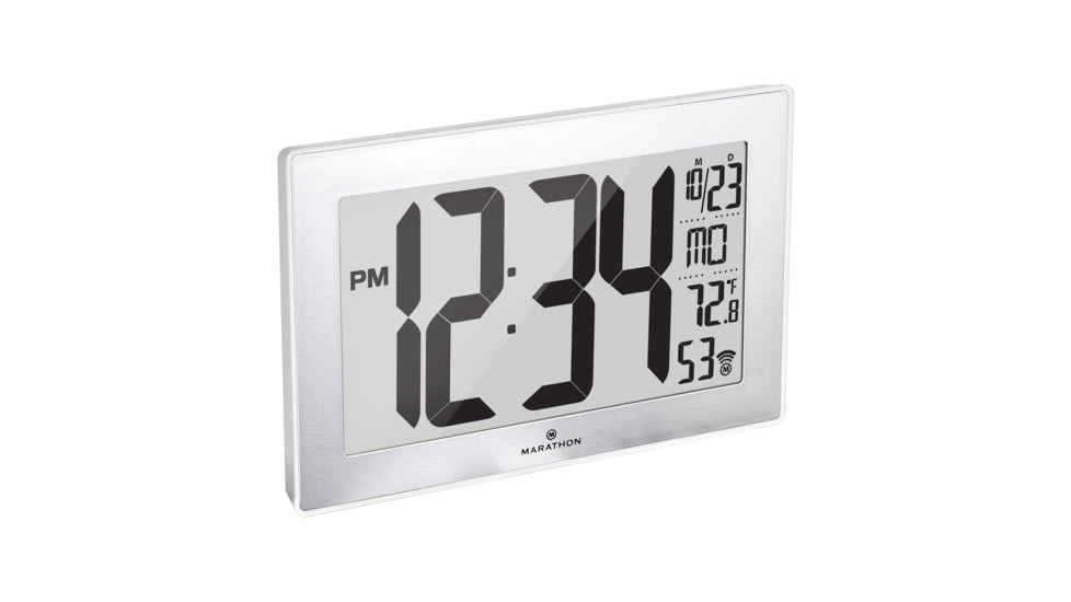 Marathon Atomic Digital Wall Clock, White, 9.5in x 1in x 6in, CL030068-WH-SS-NA