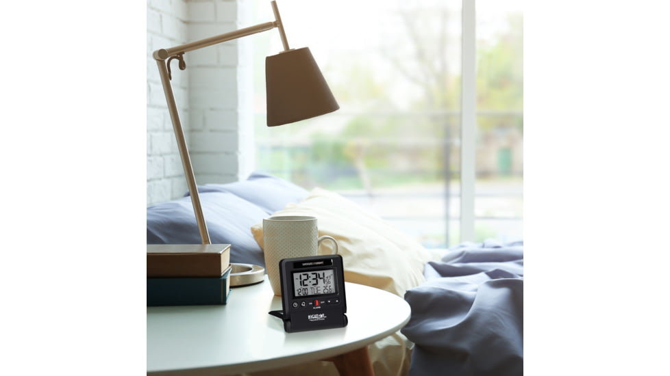 Marathon Atomic Travel Alarm Clock w/Auto Night Light, Black, CL030036-BK-00-NA
