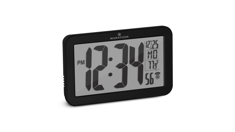 Marathon Atomic Wall Clock w/8 Time Zones and Stand, Black, CL030033-BK-00-NA