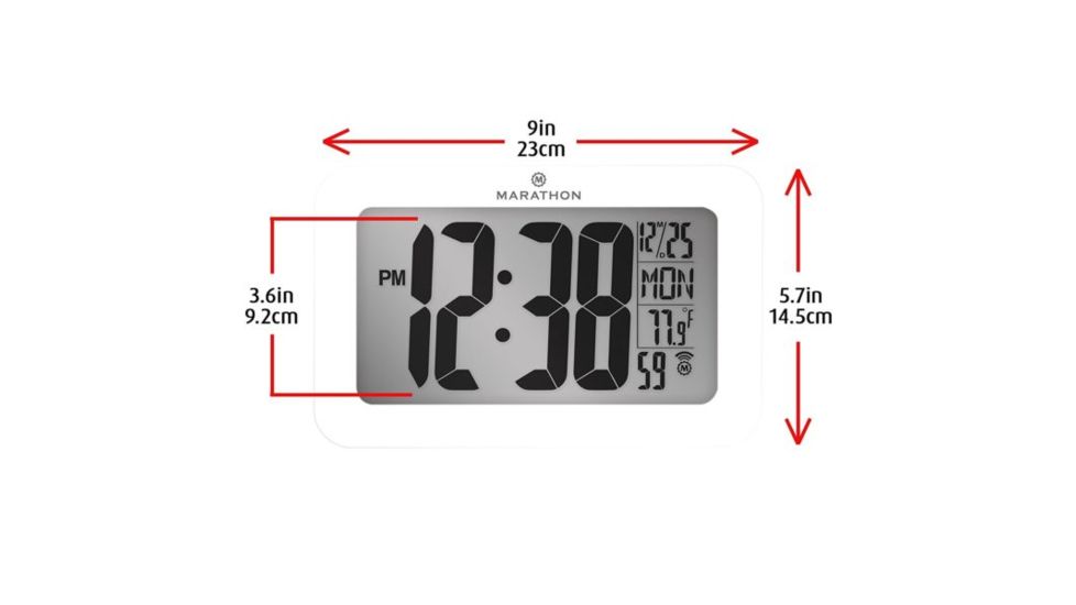 Marathon Atomic Wall Clock w/8 Time Zones and Stand, White, CL030033-WH-00-NA