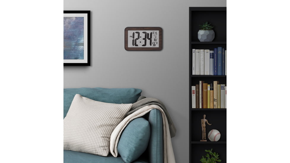 Marathon Atomic Wall Clock w/8 Time Zones and Stand, Wood, CL030033-WD-BK-NA