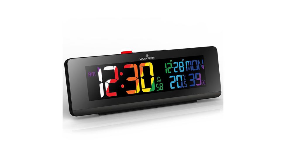 Marathon Color Changing Spectrum LED Display Alarm Clock and USB Charging Station, Black, CL030063-BK-00-NA