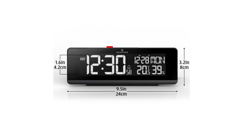 Marathon Color Changing Spectrum LED Display Alarm Clock and USB Charging Station, Black, CL030063-BK-00-NA